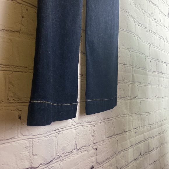 NWT Chelsea & Violet dark denim yellow stitching wide legged wide cuff jean - Picture 7 of 11